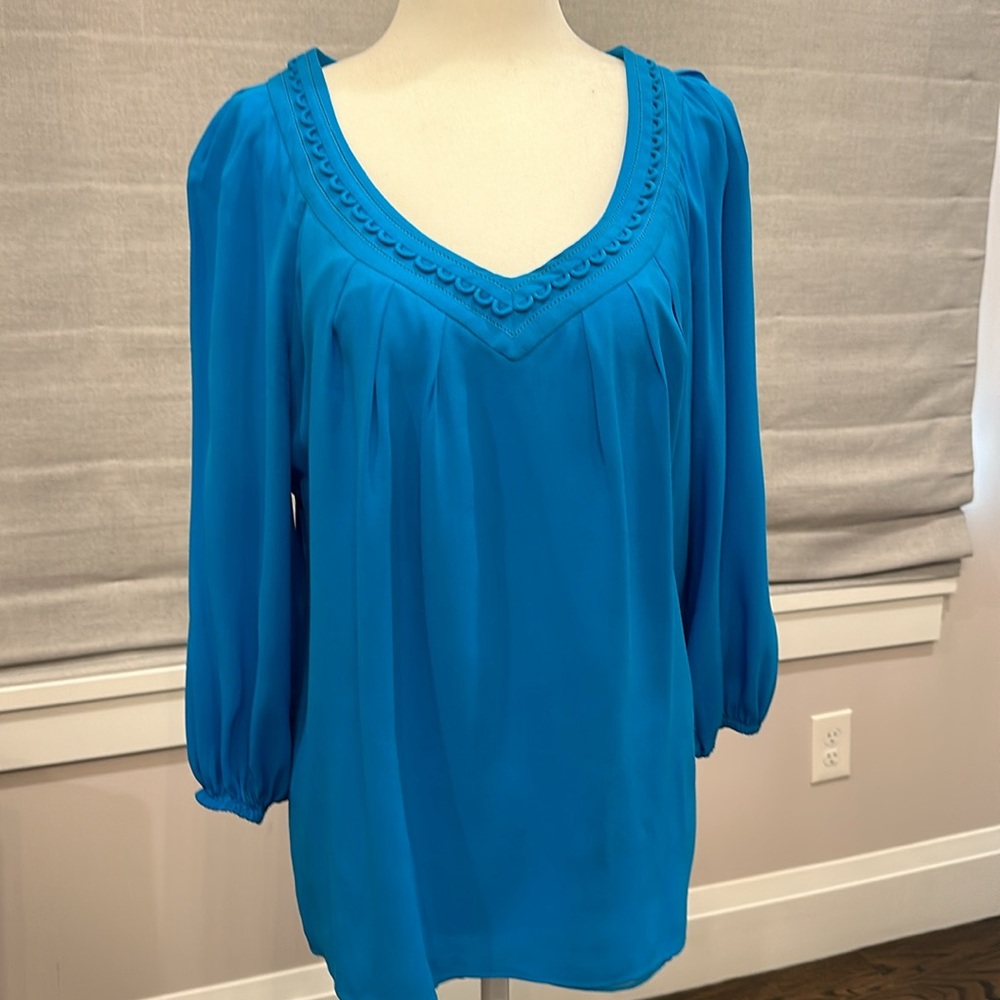 Aqua blue DVF blouse size small